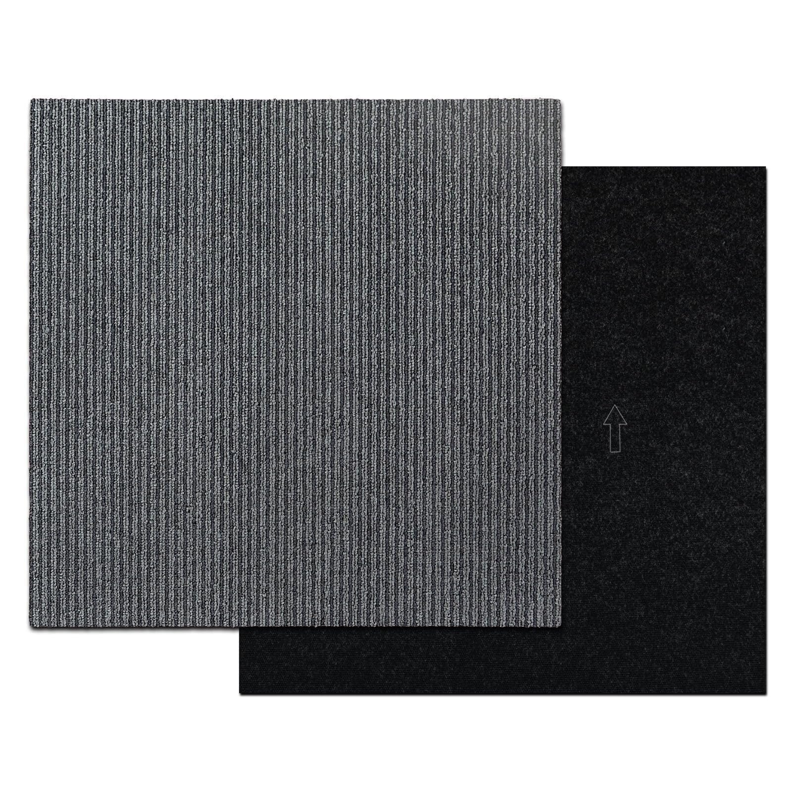 Floordirekt Bohemia - Piastrelle per Moquette autoportante per Ufficio e Commerciale, 50 x 50 cm, Resistente, Moquette, con Retro in Vinile Antiscivolo, Grigio