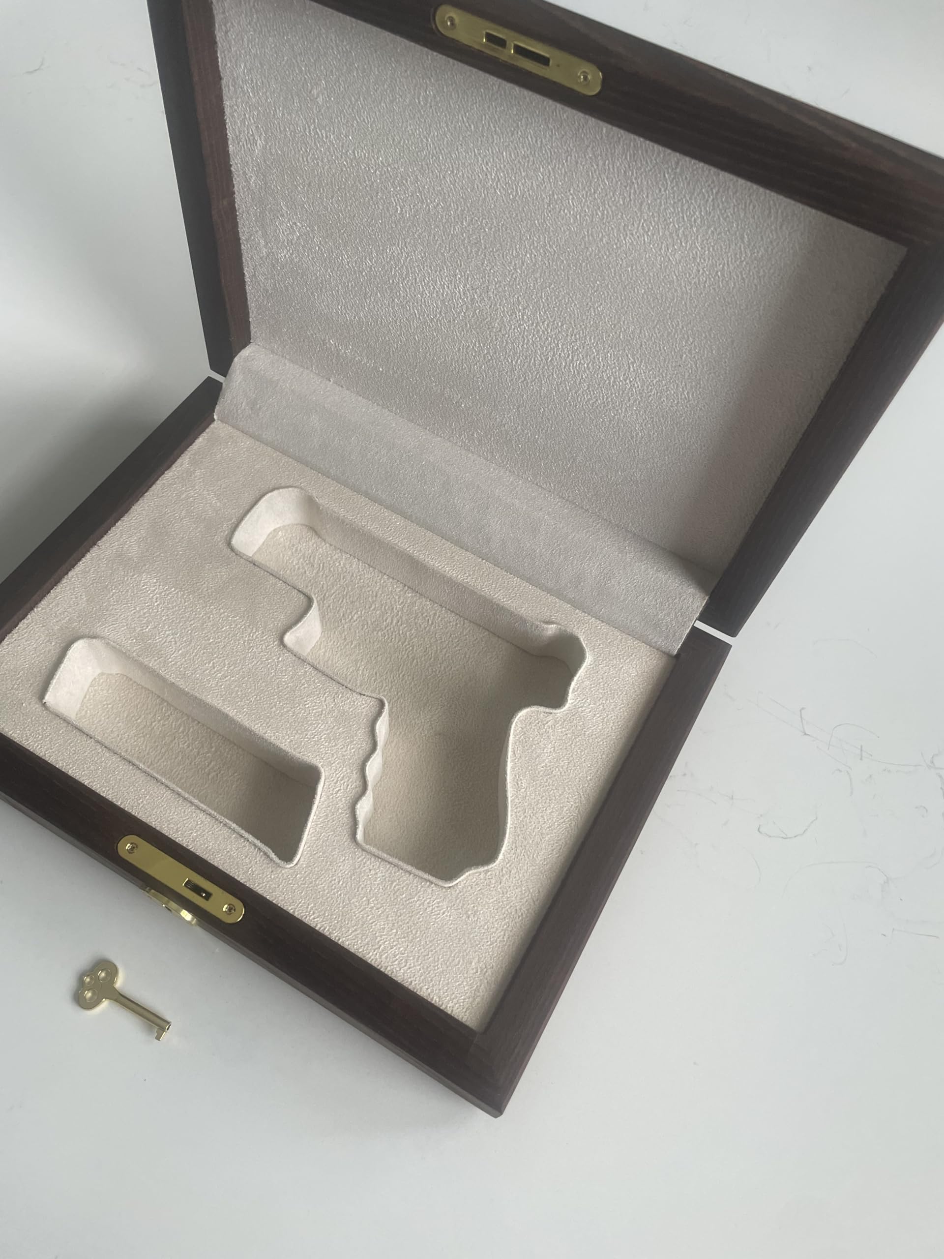 Wooden Hard Case For Gun Pistol Storage Gun Safety and Concealment Decor Box Leather and Wood Finish