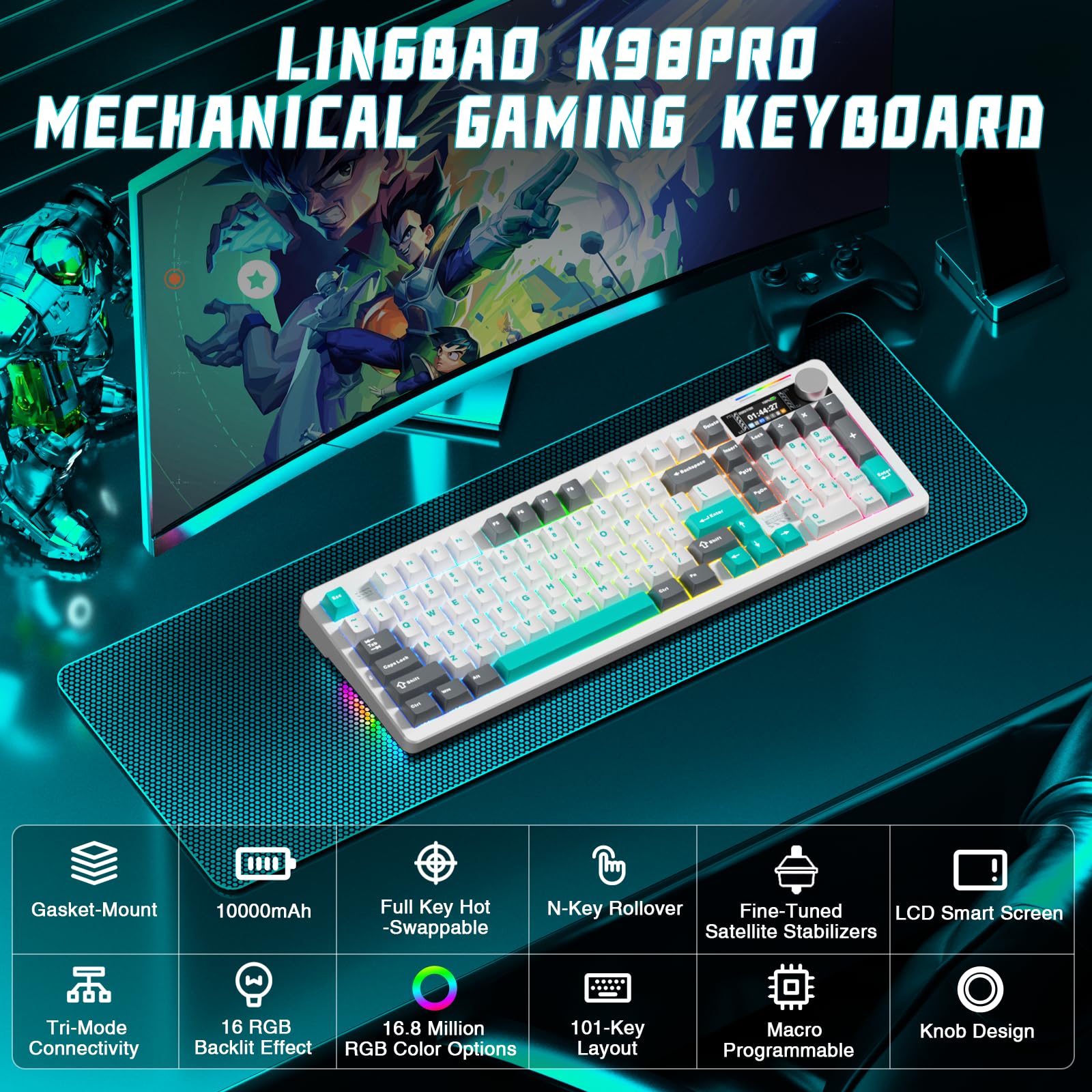 Amazon | LINGBAO K98 PRO 96%メカニカルキーボード ワイヤレス
