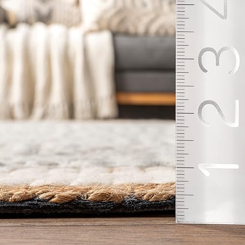 Miniatura 2 de nuLOOM Laura Bohemian Trellis - Alfombra de lana y yute, 9 x 12 pulgadas, color marfil