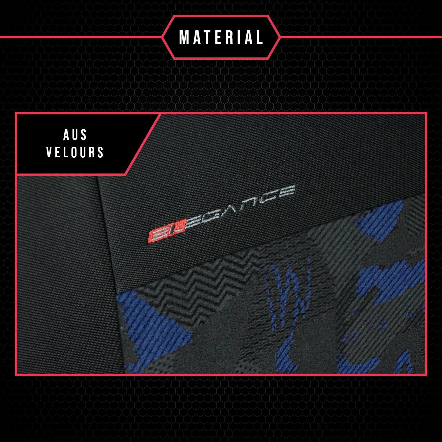 Juego de 3 fundas universales para asientos de coche (poliéster, aptas para airbag), color azul