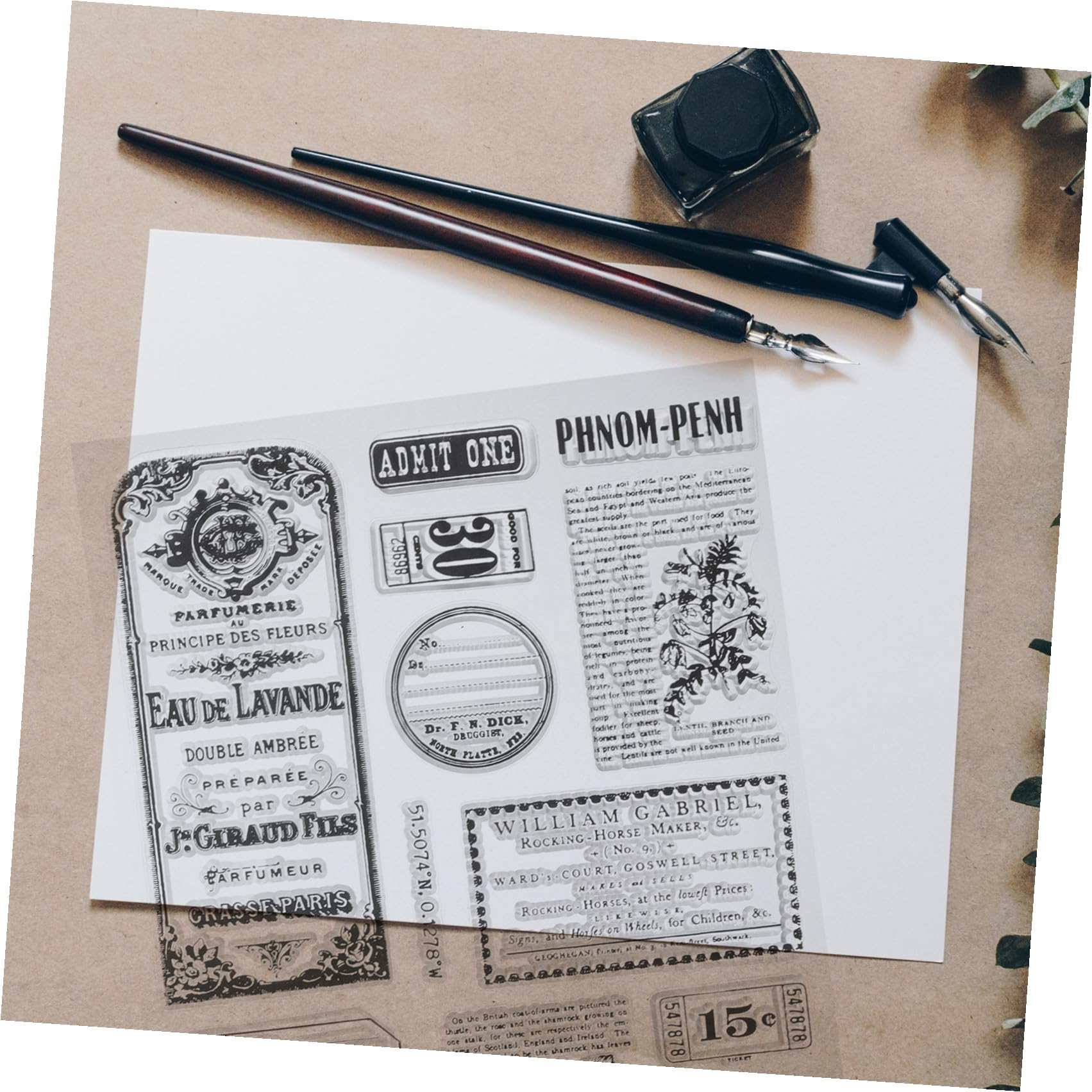 5 Set Scrapbooking d'Epoca Libro di Scarto Rottame Timbro Autoinchiostrante Creazione Timbro di Firma Francobolli Alfabeti Album Adesivi Veloce Timbro in Silicone Trasparente Black