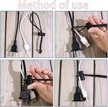10pcs Multipurpose Reusable Tangle Tamer, Elastic Cable Tie with Adjustable, Cable Strap Toggle Tie, Cord Keeper (Black)