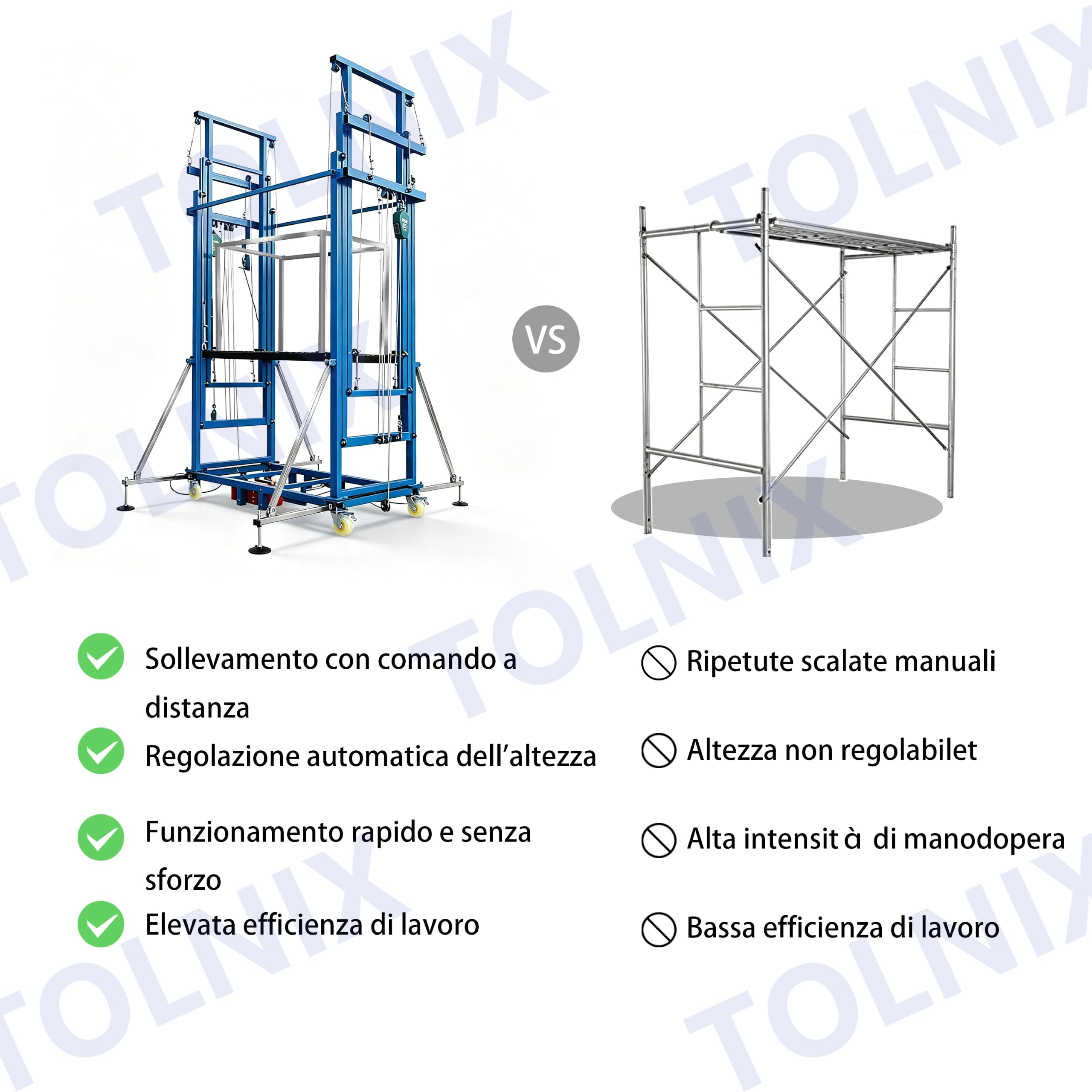 Plataforma elevadora eléctrica de andamio, andamio móvil mejorado con barandilla protectora, torre de trabajo regulable en altura para pintura interior, pladur y obras de construcción(5m/16ft)