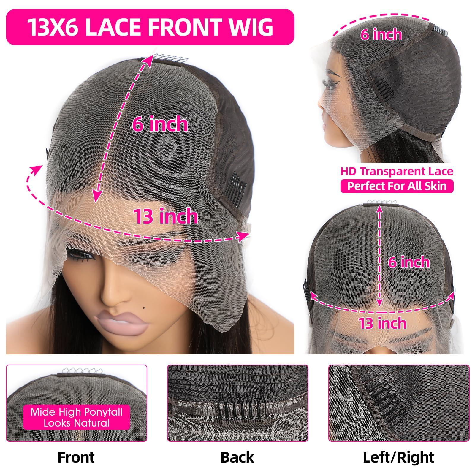 ?New 18” Naya ?% Brazilian Human Hair 13X6 HD Transparent Lace Wig ? Amazon.com : Lemoda 13x6 Straight Lace Front Wigs Human Hair  main image 3