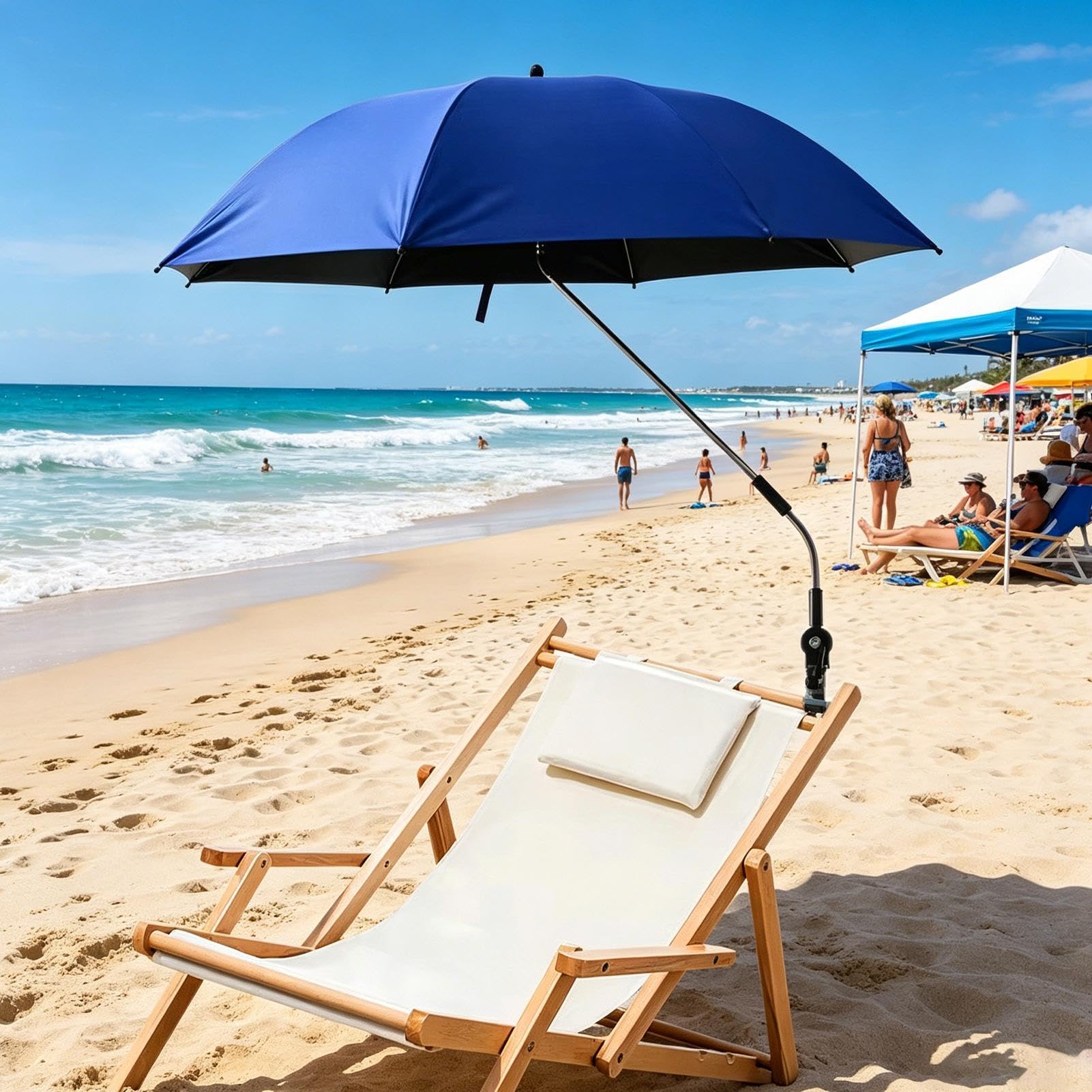 Ombrellone Da Spiaggia - Protezione UV Parasole Regolabile A 360 Gradi - Ombrelloni Da Spiaggia Per Sabbia Portatili - Per Giardino Cortile Viaggio Campeggio Pesca Estate Sedia Sedia A Rotelle