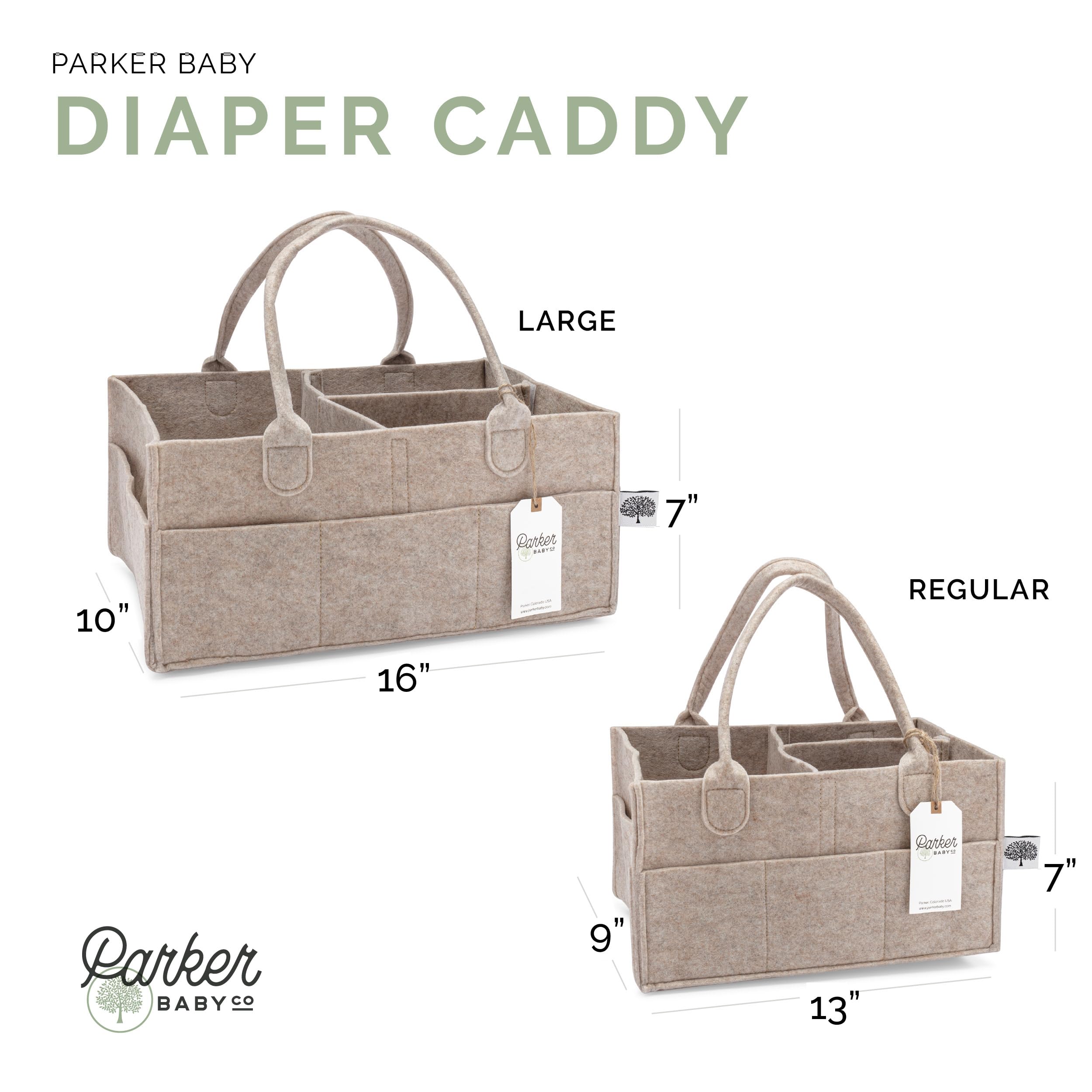 Parker Panier à couches pour bébé – Bac de rangement pour chambre d'enfant et organisateur de voiture pour couches et lingettes pour bébé – Flocons d'avoine