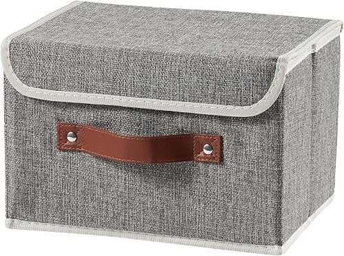Miniatura 37 de Cajas de almacenamiento con tapa, contenedores de almacenamiento de tela de lino y algodón, contenedores organizadores, cestas decorativas plegables