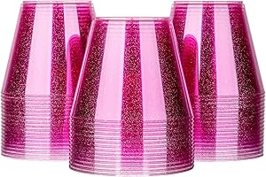 9 Oz Pink Glitter Plastic Cups for a Captivating Margarita Experience