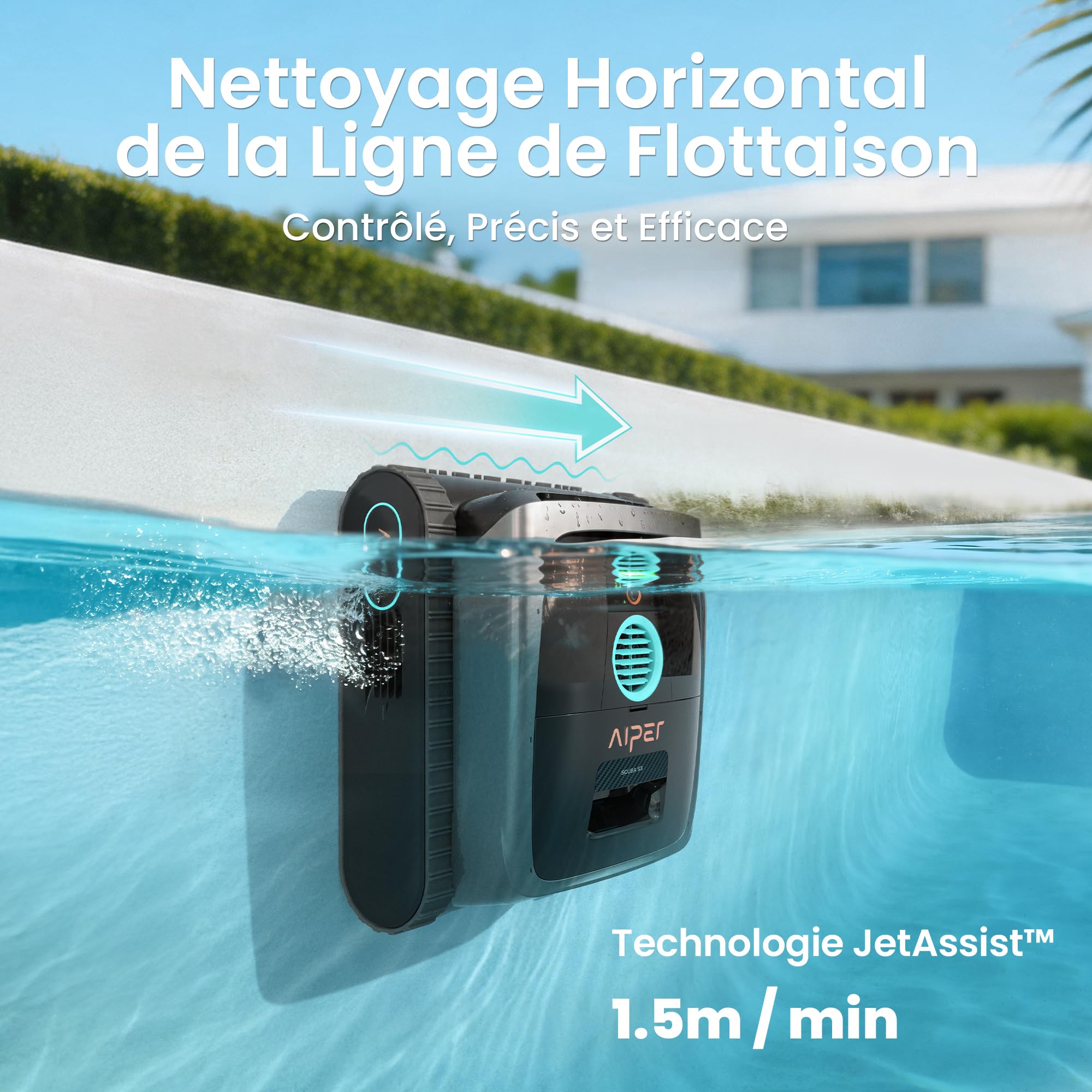 (Nouveau 2026) AIPER Scuba S3 Robot Piscine sans Fil Léger, Aspirateur Piscine avec Nettoyage Fond,Parois et Ligne d’Eau,Plan Hebdomadaire via App,Stationnement à la Ligne d’Eau,Navigation 11 Capteurs