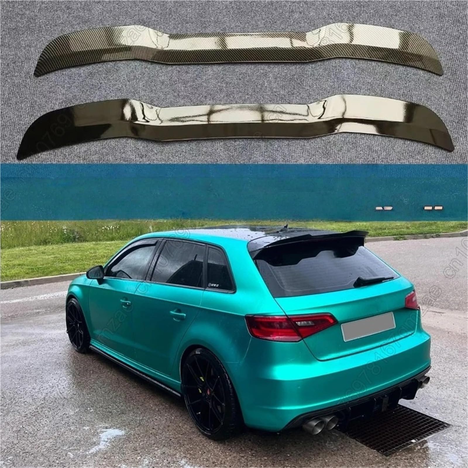 Spoiler dachowy tylnego bagażnika kompatybilny z Audi A3 S3 s-line 8V Sportback Facelift 2016-2020 plastik ABS Maxton Style zestaw aerodynamiczny(Carbon Look)