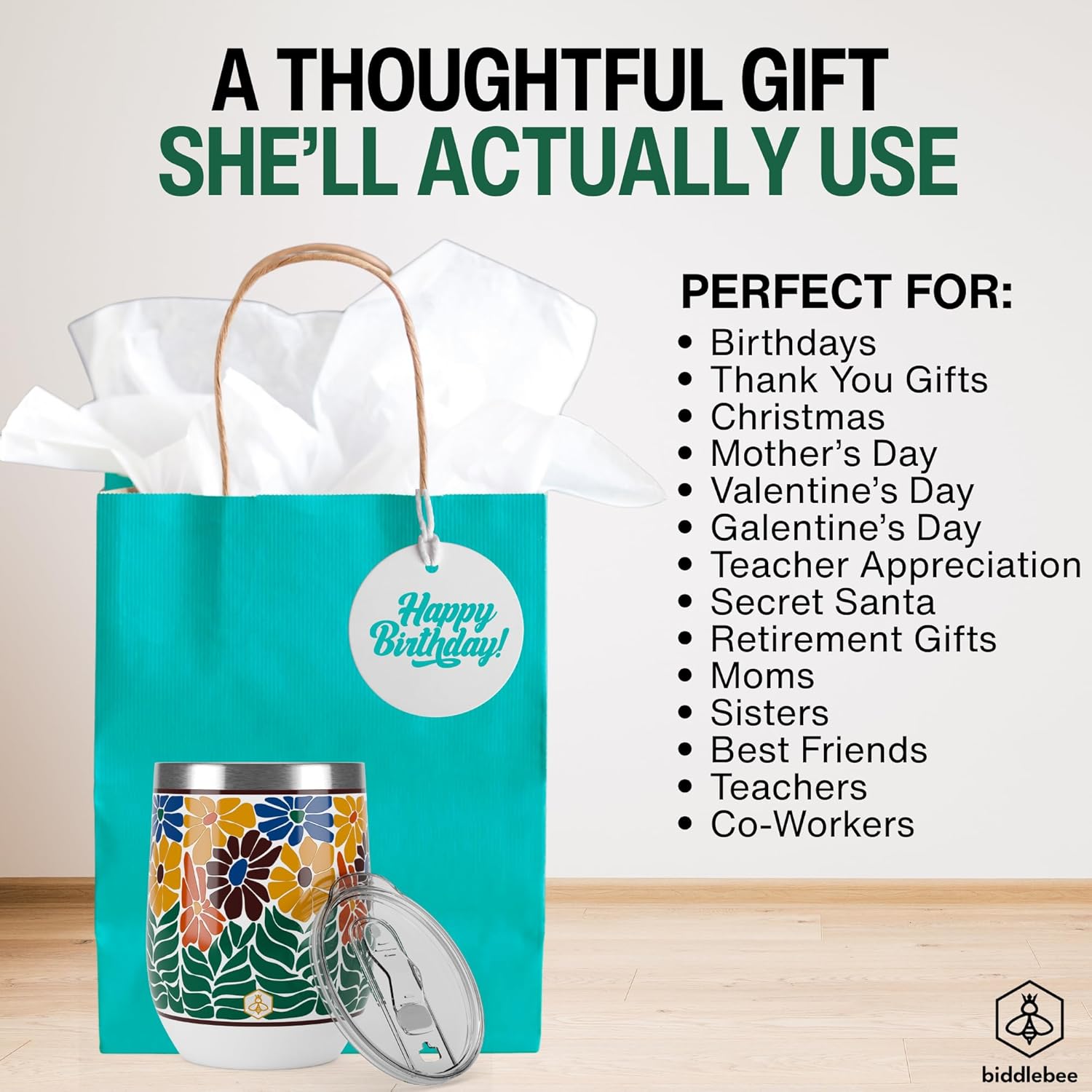 Biddlebee 12 Oz Stainless Steel Wine Tumblers with Slider Lids, 2-Pack – Double Wall Insulated Cups for Wine, Coffee, Cocktails, or Tea – Keeps Drinks Hot or Cold for Hours (Retro Floral Faith) - Image 6