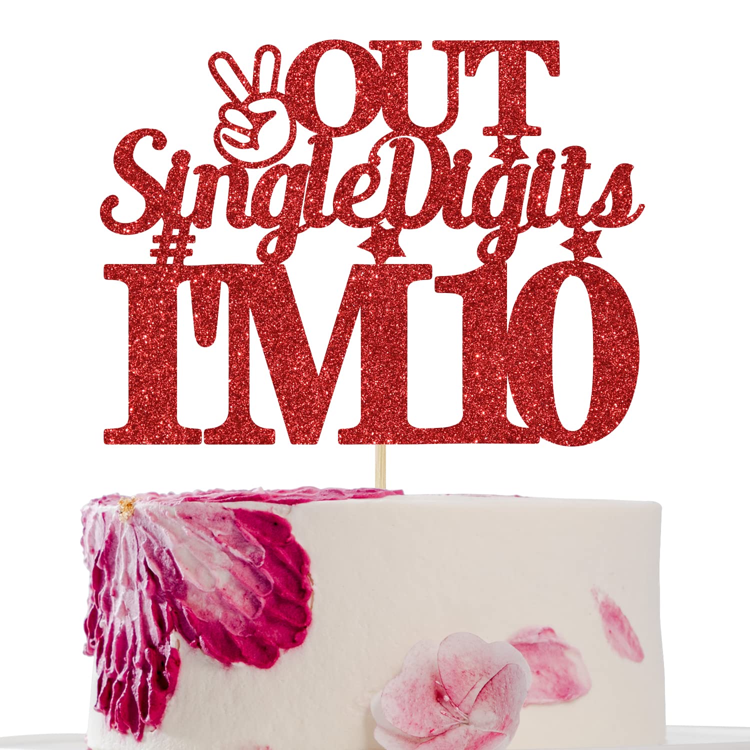 First Holy Communion Red Glitter Out Single Digits I'm 10 Cake Topper, Double Digits 10 Cake Decorations, Happy 10th Birthday Decorations Supplies for Boys Girls