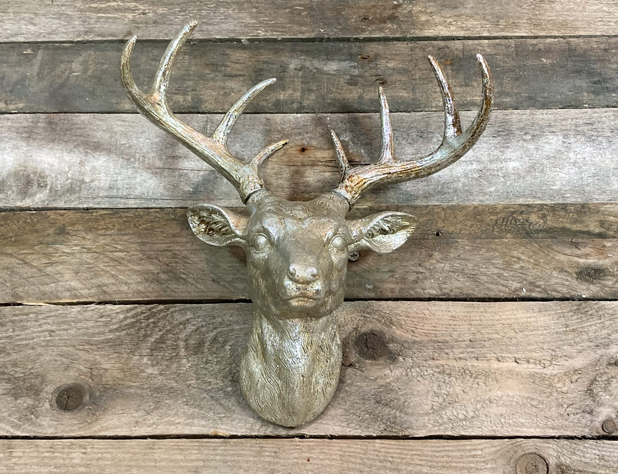 Best Value Here Wall Sculpture Reindeers head (M :26x24cm), Silver, 26L x 24W cm