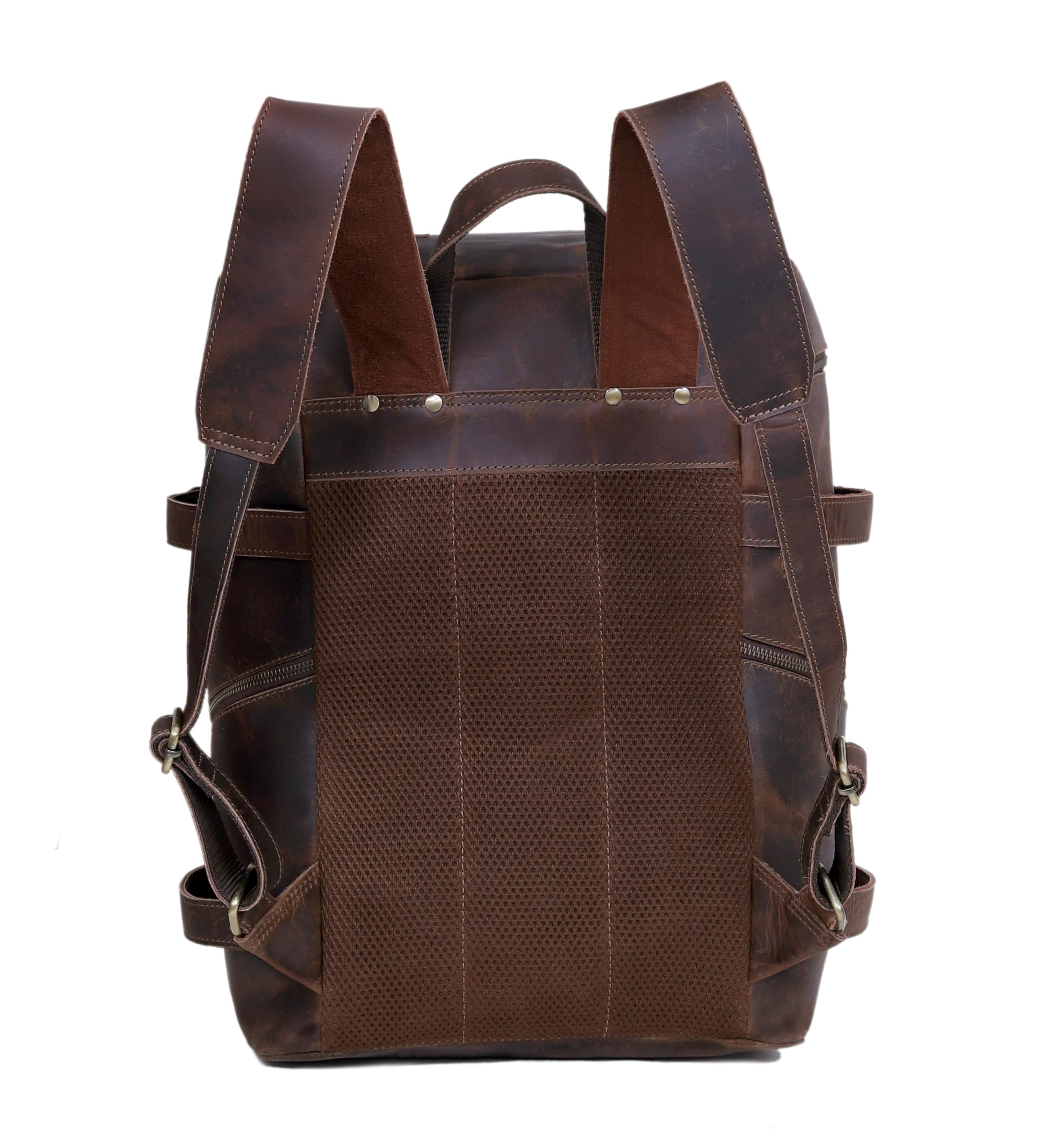 HLC Leather Brown Backpack For Men 17 Inch Genuine Laptop Backpack For Women Men Genuine Leather Backpack Vintage Large Capacity Business Retro Daypack