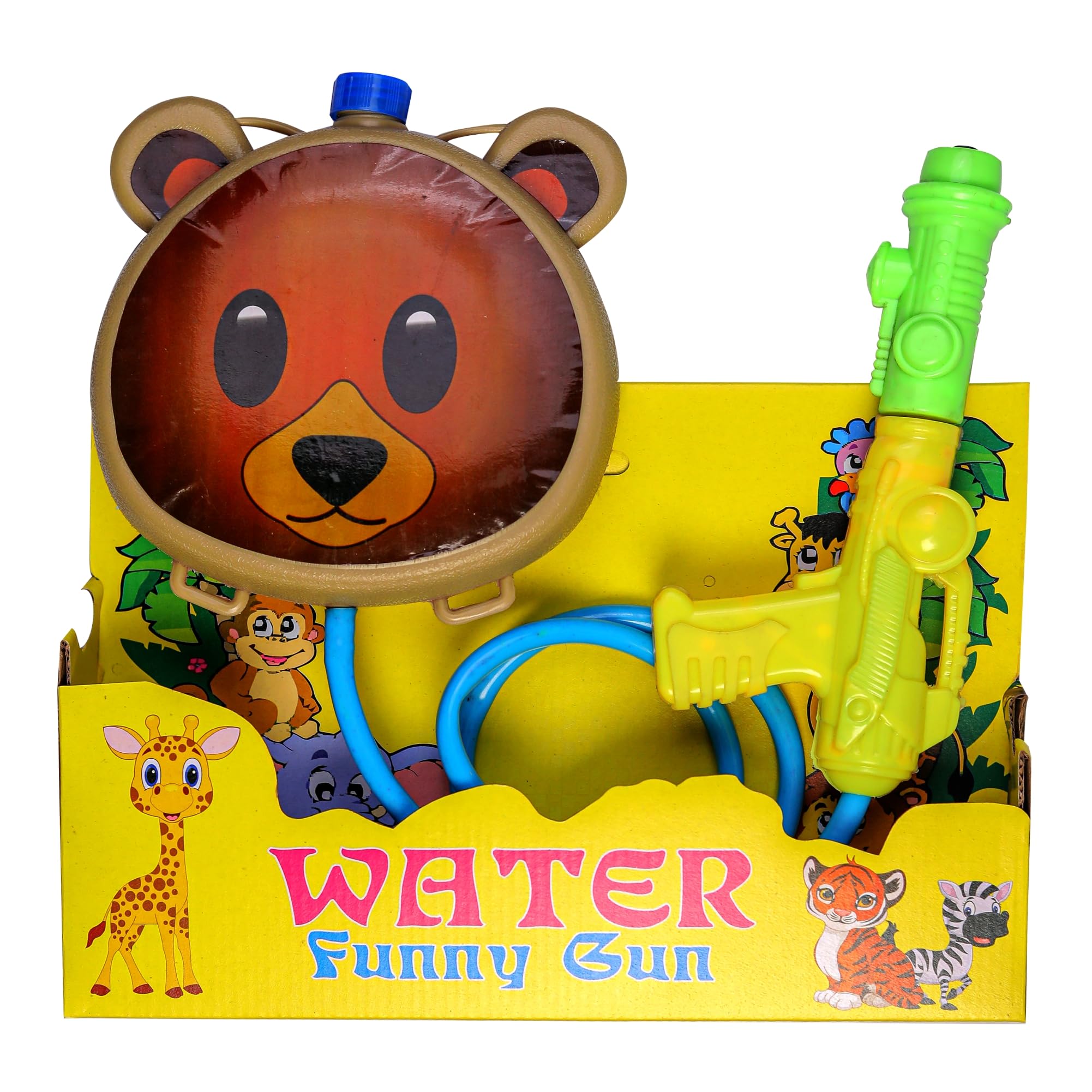 Cock Brand Holi Natural Herbal Gulal with Animal Bear Water Gun Brown with High Pressure, Idael Holi Colours and Pichkari, Perfect for an Action-Packed Holi Celebration, Ideal for All Ages.