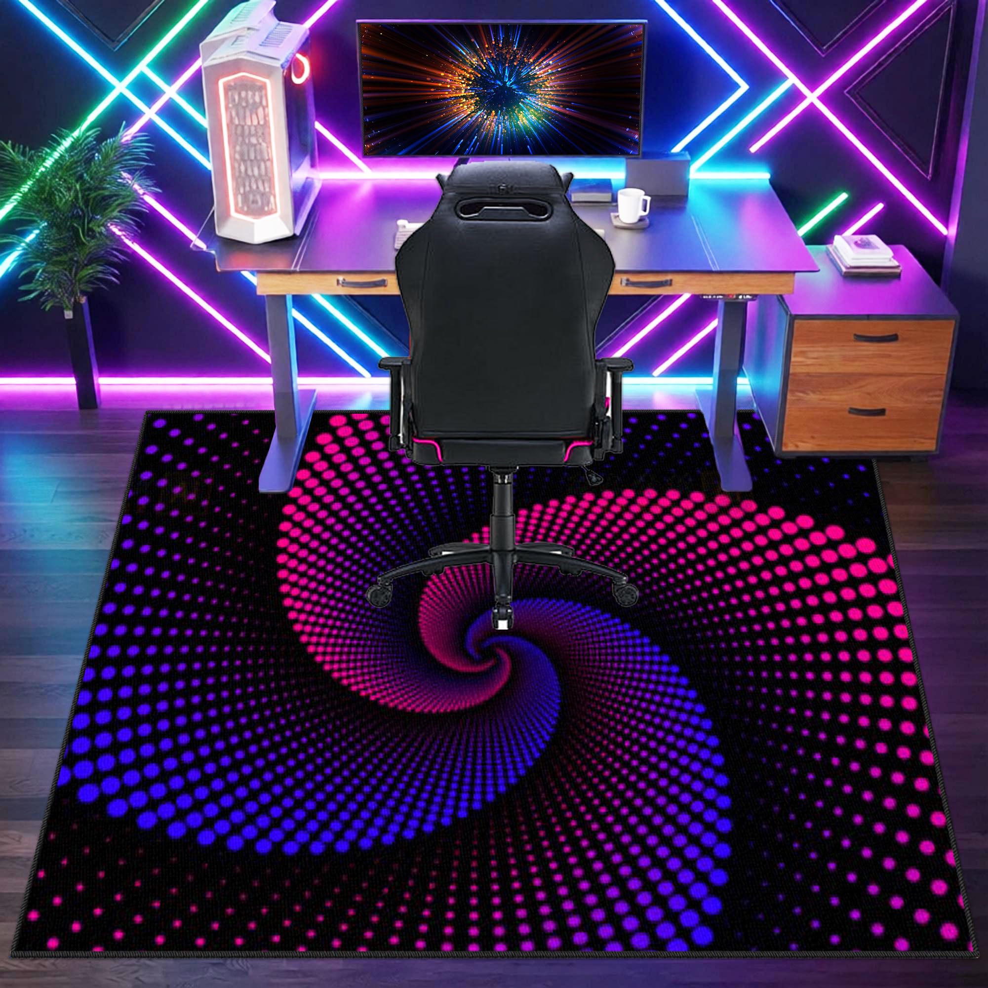Tapis Chaise de Bureau Gaming Tapis de Sol Bureau Tissu 200 x 300 cm