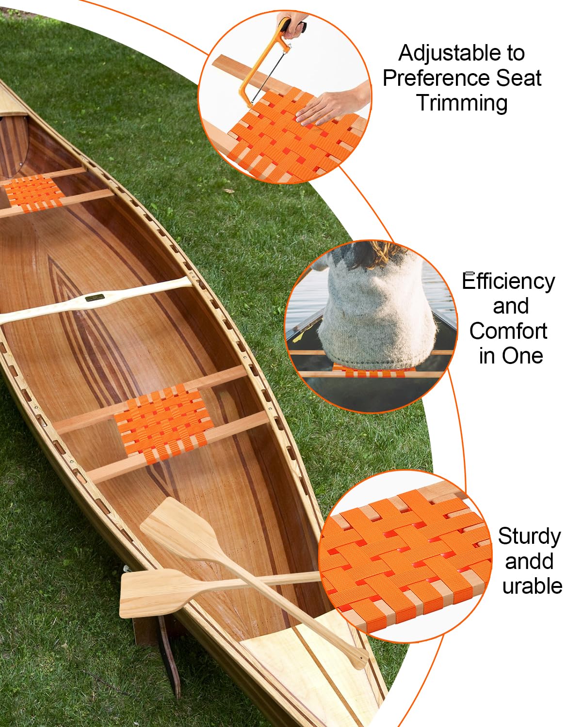 Juego de 2 asientos de canoa de madera de pino de 34 pulgadas con paletas de haya maciza de 32 pulgadas, ligero y ergonómico, accesorios de repuesto perfectos para canoa y kayak