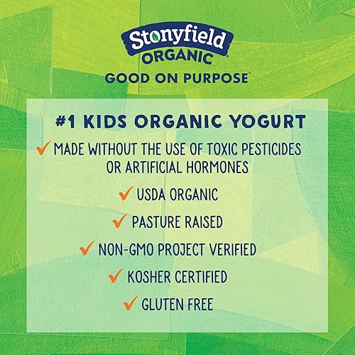 Miniatura 5 de Stonyfield Organic Batidos de yogur bajos en grasa, fresa, 3.1 onzas, 12 unidades - yogur orgánico para niños, fruta real e ingredientes saludables,