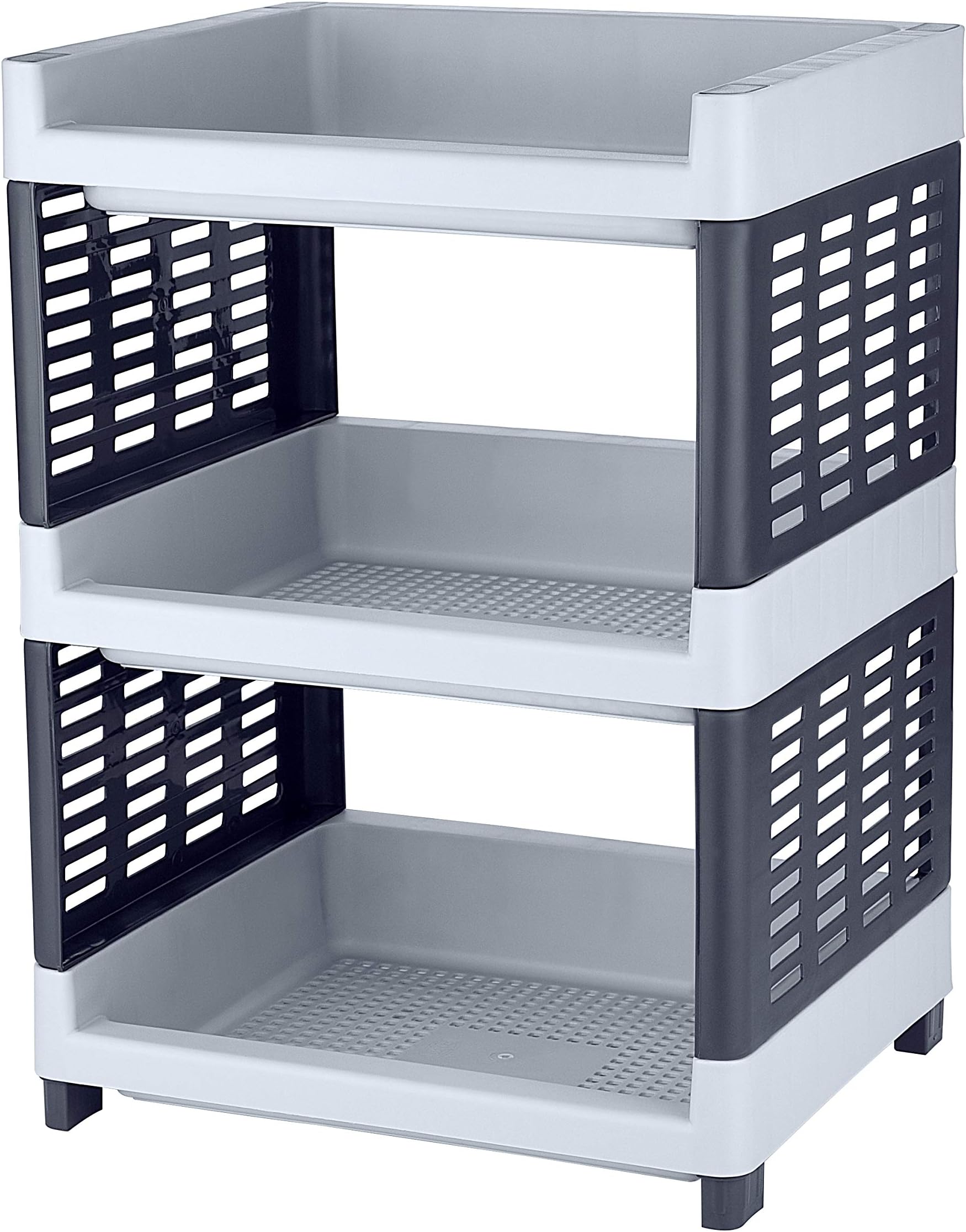 Sonal - VIVA Multipurpose Plastic Rack for Kitchen, Office and General Use - Self Standing Rack (Grey Color) (3 Tier)