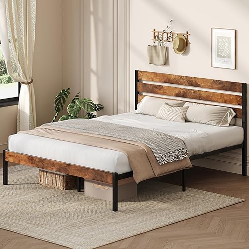Miniatura 6 de WLIVE Base de cama Queen con cabecero, base de cama de plataforma de metal con almacenamiento debajo de la cama, base de colchón de 1500 libras, no