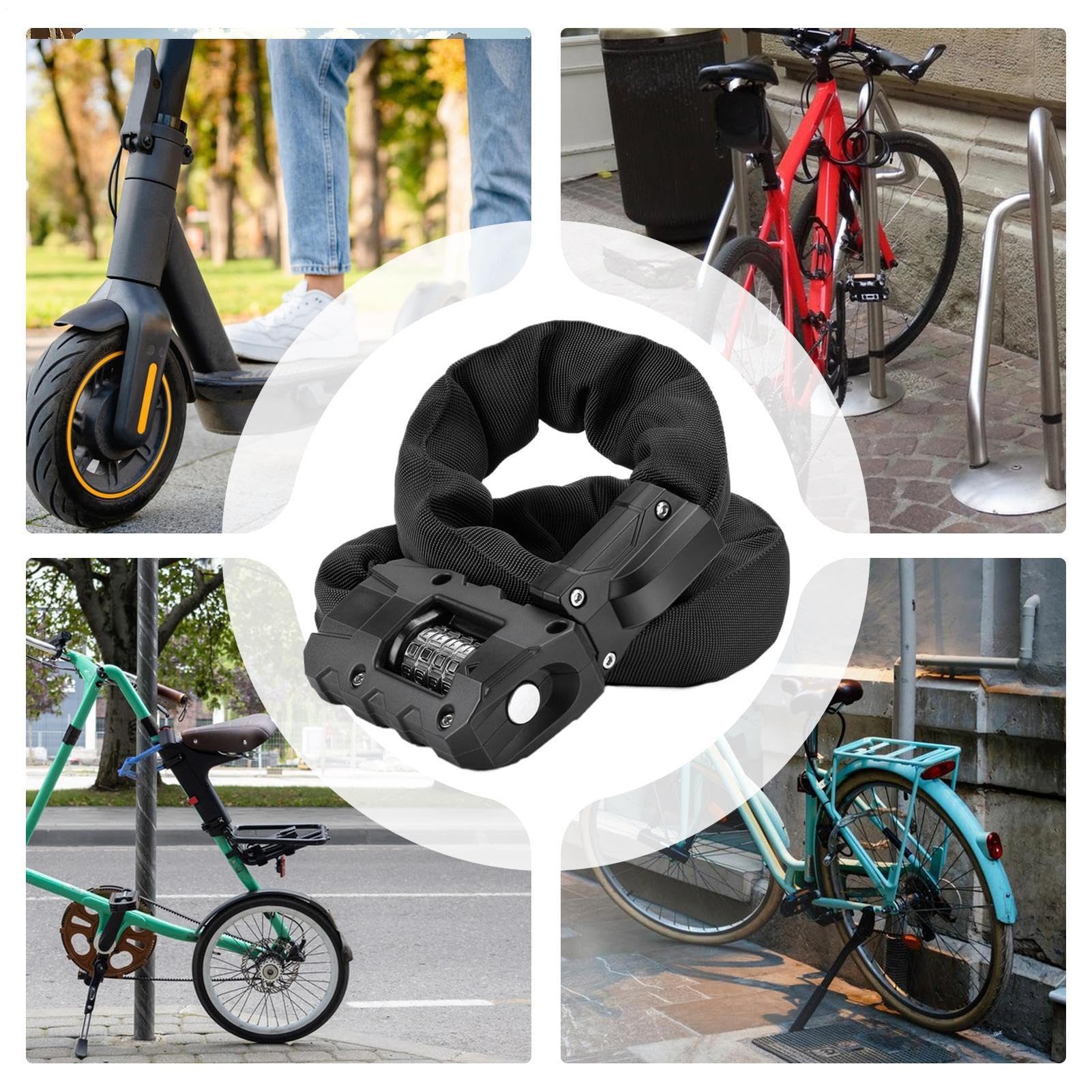 Candado De Scooter 1 Metro Resistente Antirrobo Equipo De Ciclismo | Candado De Cadena Para Bicicleta Para Ciudad Montaña Carretera Viaje Exterior Seguridad Ciclismo