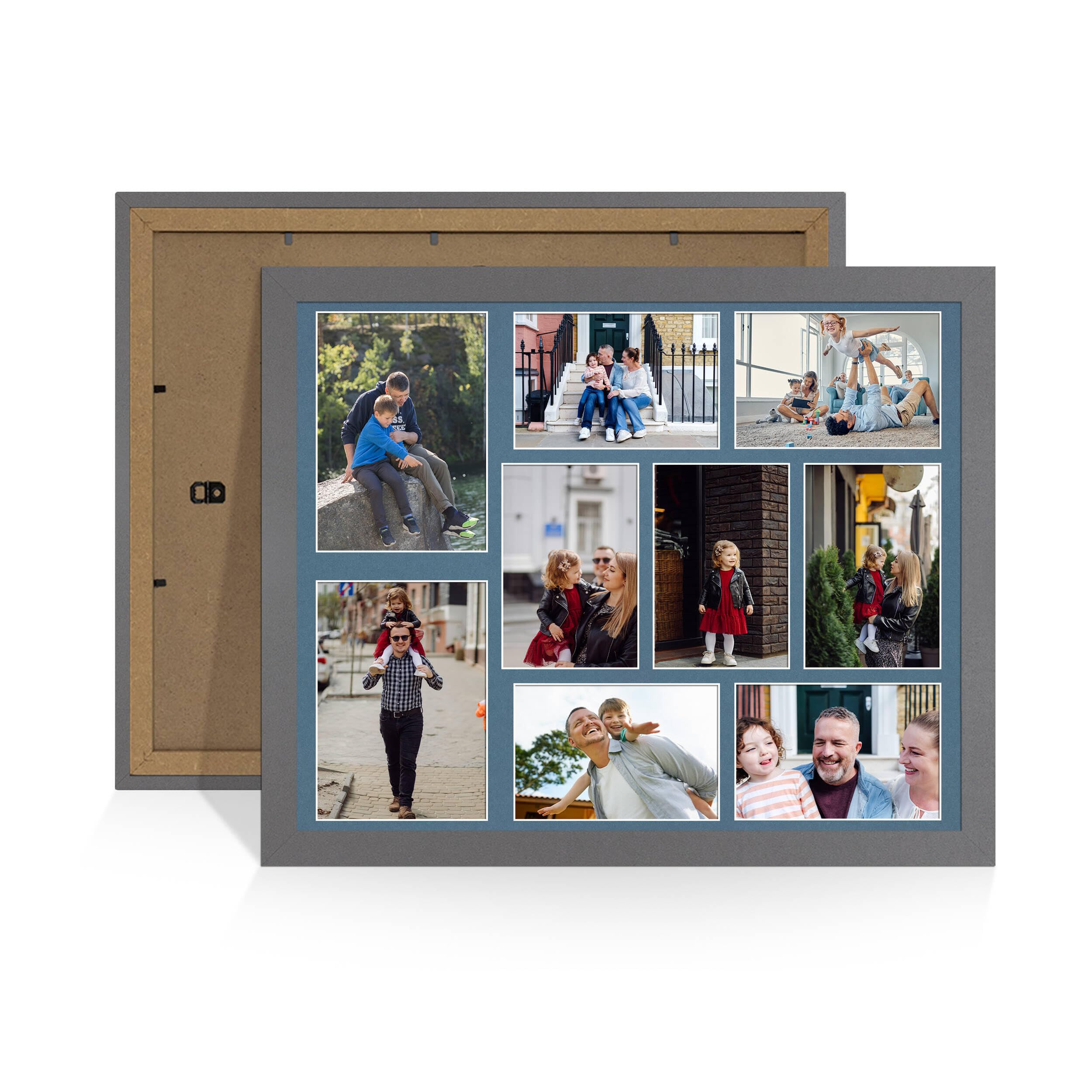 Alison Kingsgate Dark Grey 20x16 Photo frames for multiple pictures -9 Apertures Collage Frame with Pompadour Mount - Holds (2x) 7x5 & (7x) 6x4 Photos - Engineered Wood & Perspex โ image 1