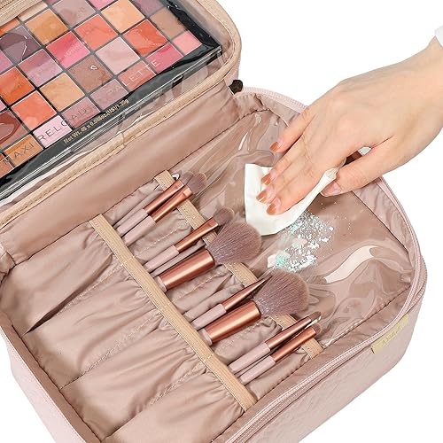 Miniatura 4 de NISHEL Bolsa de maquillaje de viaje para mujer, estuche organizador de cosméticos, estuche portátil de viaje para accesorios de tamaño de viaje,