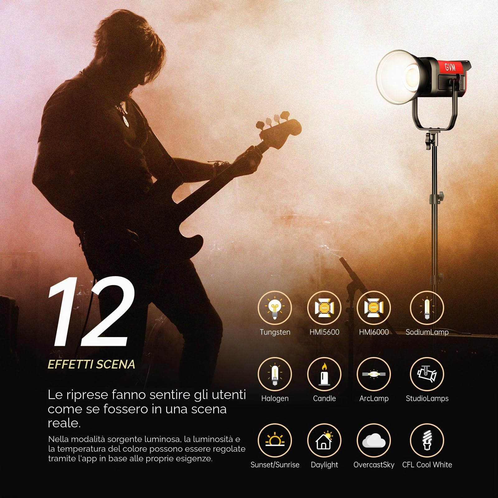 GVM Fotografia Illuminazione 300W Bi-Color Studio Luci con 45 ° Riflettore Standard 65700Lux@1m CCT 2700~6800K 12 Scene di Illuminazione Controllo App Luce Video LED