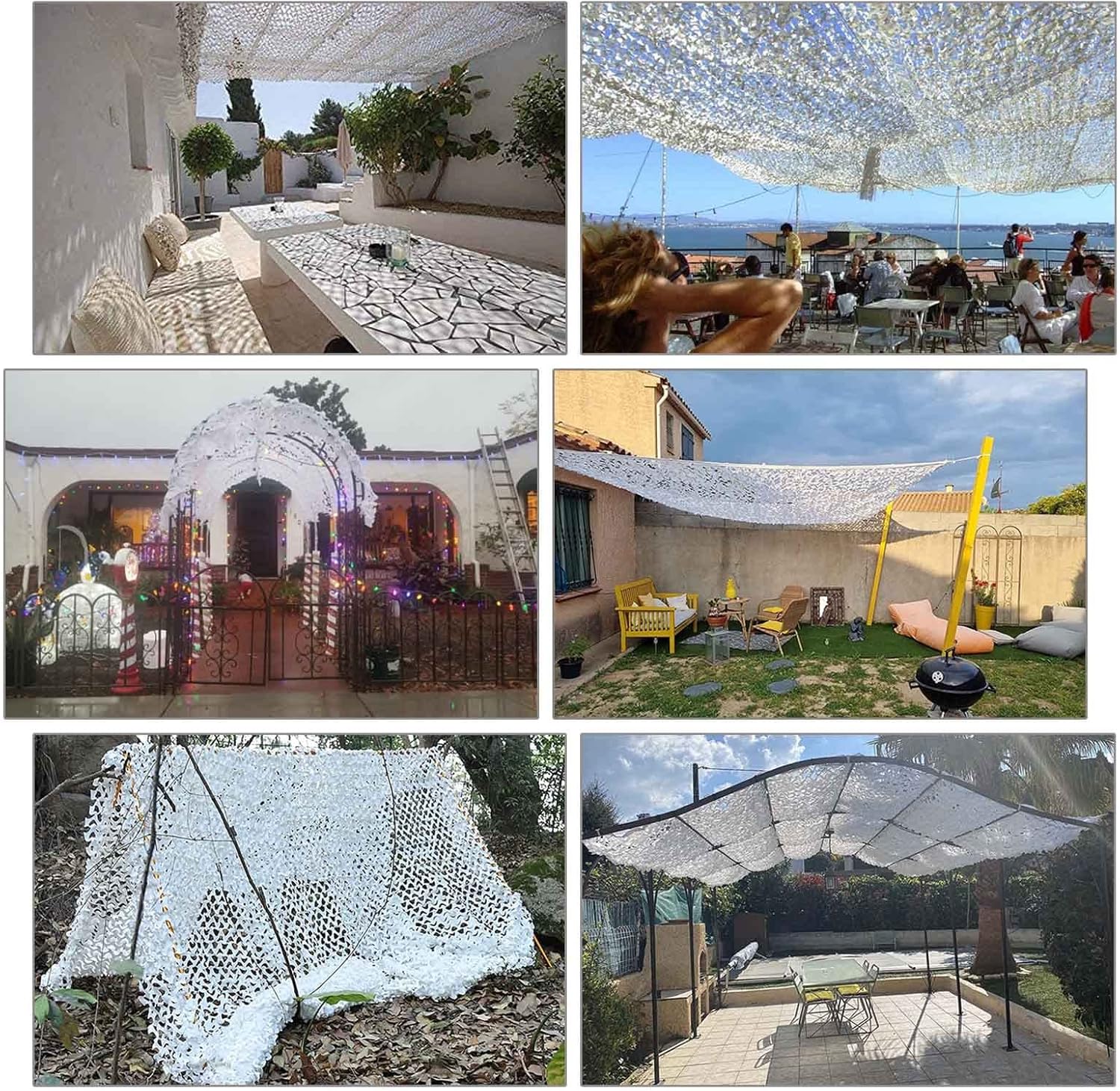Jolan Camo Netting White,Garden Pergola Patio Shade Net,Waterproof Oxford Cloth Camouflage Netting,Military Hunting Camping Decoration Car Cover Camouflage Net,Various Sizes,White-1.5x6m(4.9x19.7ft)