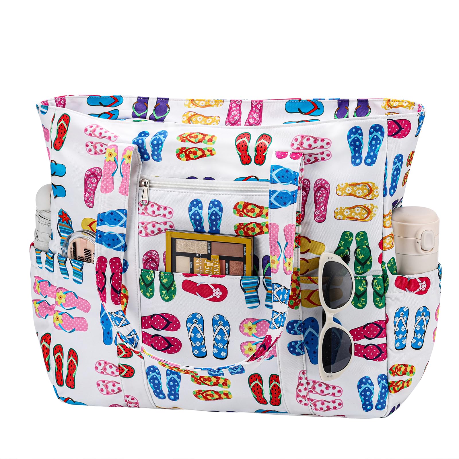 RAVUO Bolso Playa Grande XXL Familiar, Impermeable Bolso Playa Mujer con Cremallera Ligero Bolso Shopper Bolso Tote Bag para Natación, Deporte y Viajes