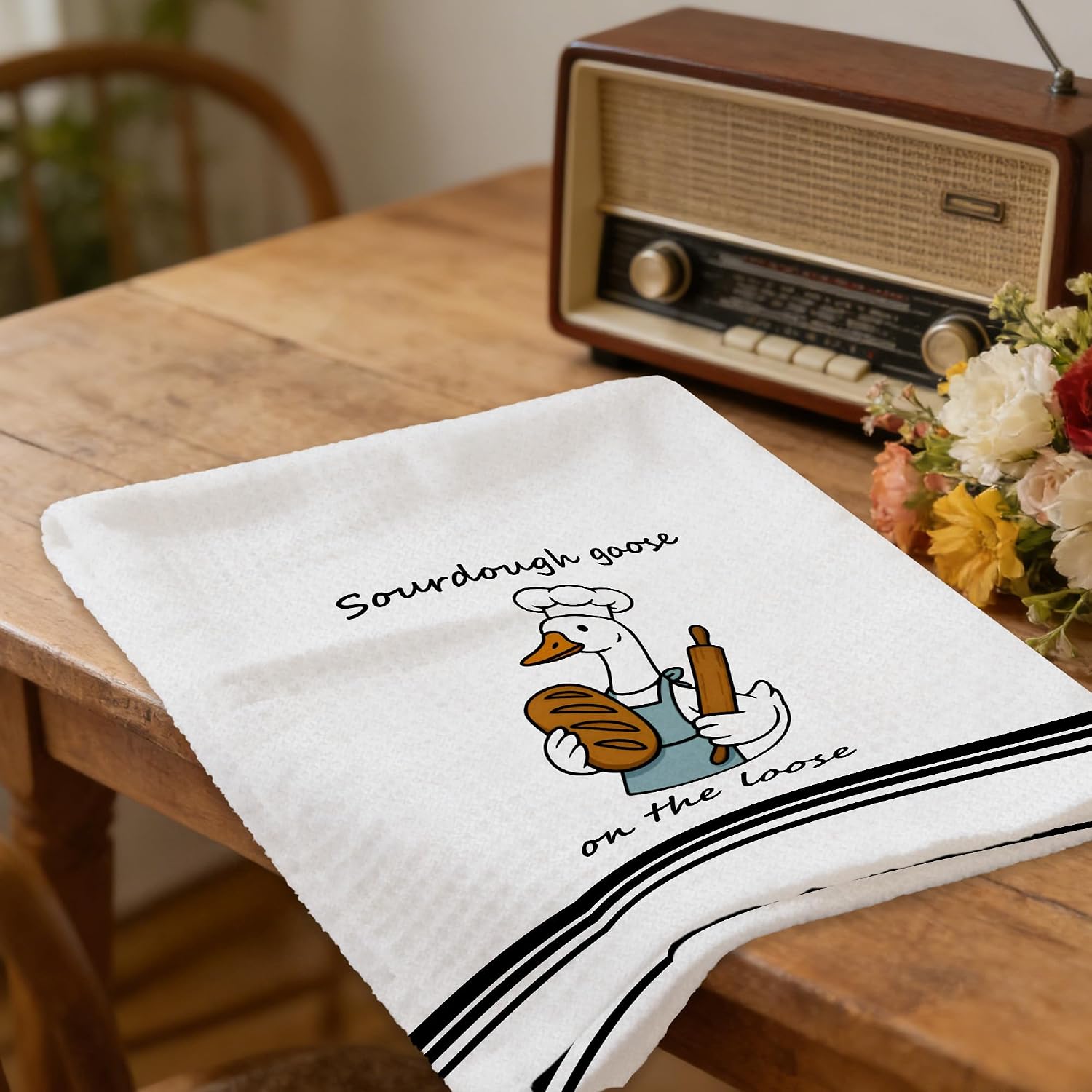 Sourdough Goose Chef Baking Kitchen Towels, Gifts for Sourdough Bread Bakers, Funny Goose Gifts Decorative Dish Tea Hand Towels for Kitchen Bakery, 16x24 Inch