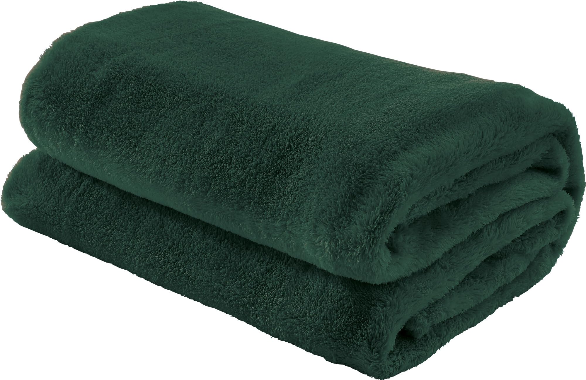 Erwin Müller Teddy-Fleece-Wohndecke Salerno, Fleece-Decke, Kuscheldecke tannengrün Größe 130x170 cm - flauschig weich, pflegeleicht