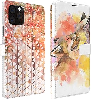 Mertak Wallet Case Compatible with iPhone 13 Pro Max 12 11 SE Xr Xs X 8 Plus 7 6s Watercolor Mother Animal Card Holder Folio Child Cute Lightweight Fox Geometric Slim PU Leather Flip Cover Magnetic