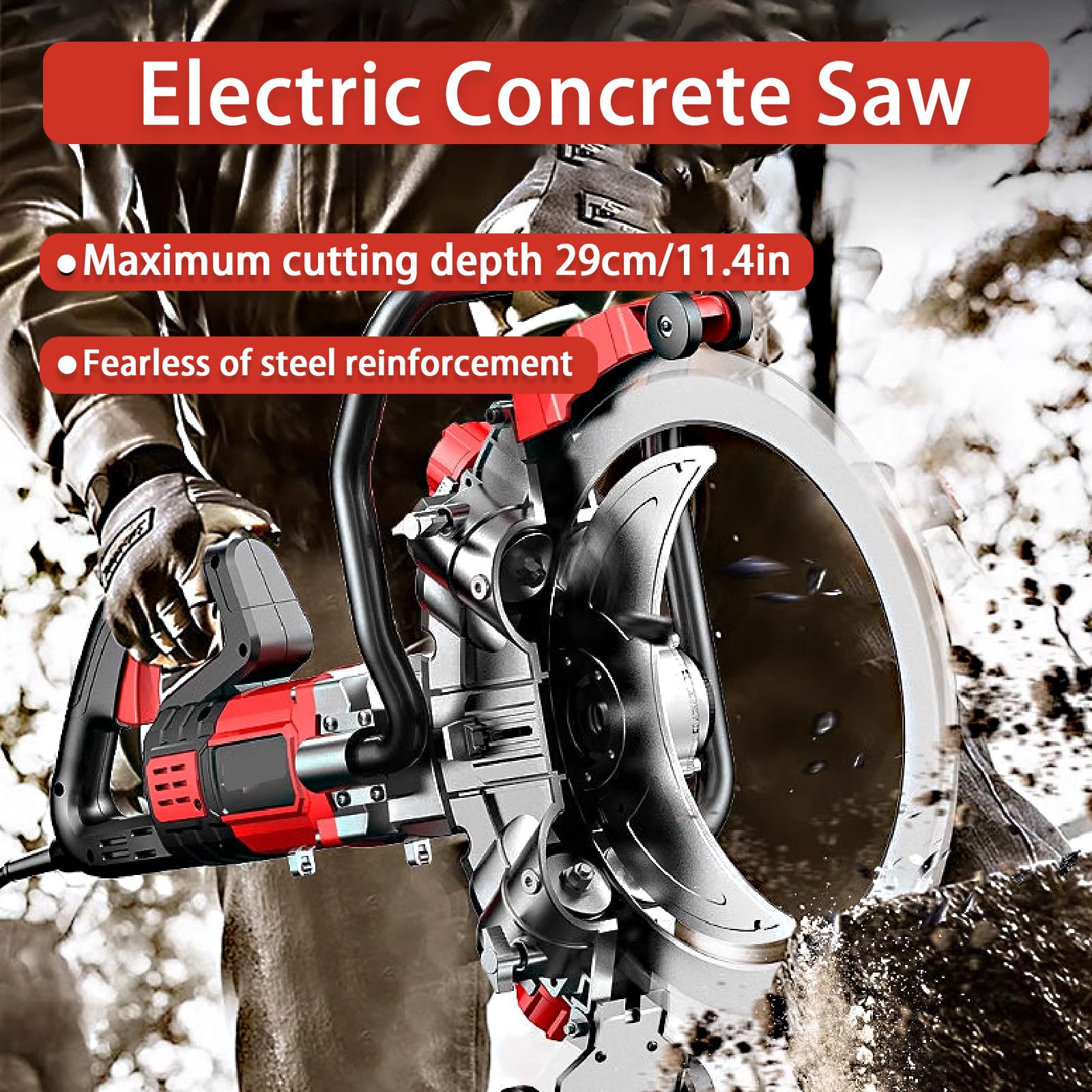 Verbesserte 8980 W Toroidal-Betonschneidersäge-Mit 16 Zoll Diamantklinge|11,4 Zoll Maximale Schnitttiefe | 3000 U/Min Motor Und Automatische Wasserpumpe |Für Granit/Stein/Beton