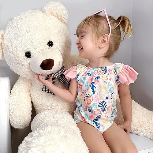 Miniatura 8 de MorisMos bonito oso de peluche grande de 47 pulgadas para regalar a niñas y novias en el día de San Valentín, en color blanco, de tela suave, de 1.2