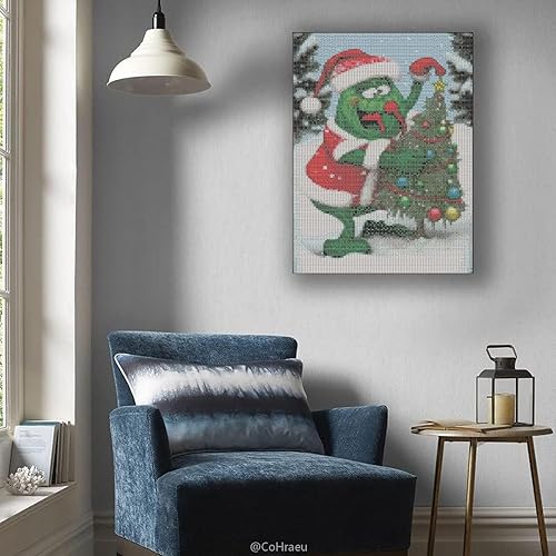 Miniatura 6 de Kits de pintura de diamantes para árbol de Navidad para adultos, kits de arte de diamantes redondos 5D para manualidades, regalo de arte de gemas