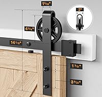 Vista 6 de Kit de herrajes para puerta de granero de alta resistencia de 6.6 pies, kit de herrajes para puerta corrediza de granero para puerta de granero