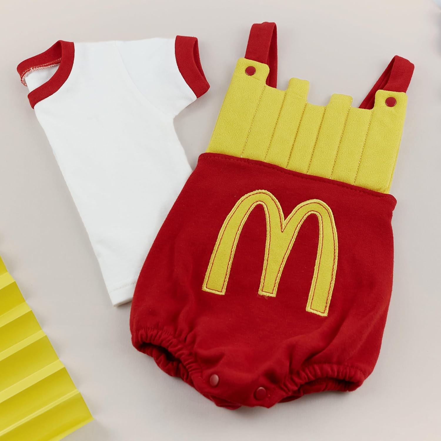 Cotton Baby Overall, Salopette With Tshirt Mc Donald's Costume For Newborns & Infants 2 Pack Cotton Baby Romper For Unisex