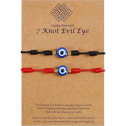 VIBILIA Evil Eye Bracelets for Women Men Handmade Braided Kabbalah Good Luck Bracelet Rope Cord Thread Friendship Bracelet Adjustable String Minimalist Jewelry