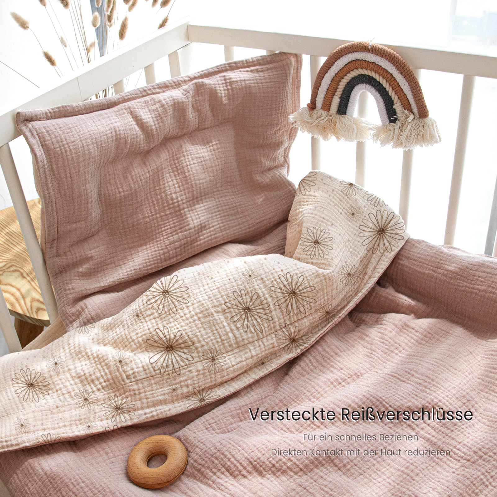 lulumoon Kinderbettwäsche 100x135: Bettbezug 100x135 + Kissenbezug 40x60cm aus Baumwolle Oeko-TEX Standard – Leicht und Komfortabel Bettwäsche Set