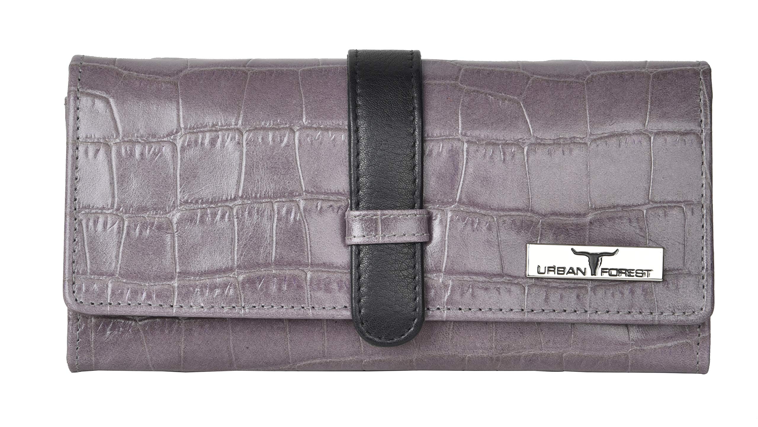 URBAN FOREST Danny Grey/Black Leather Wallet for Women