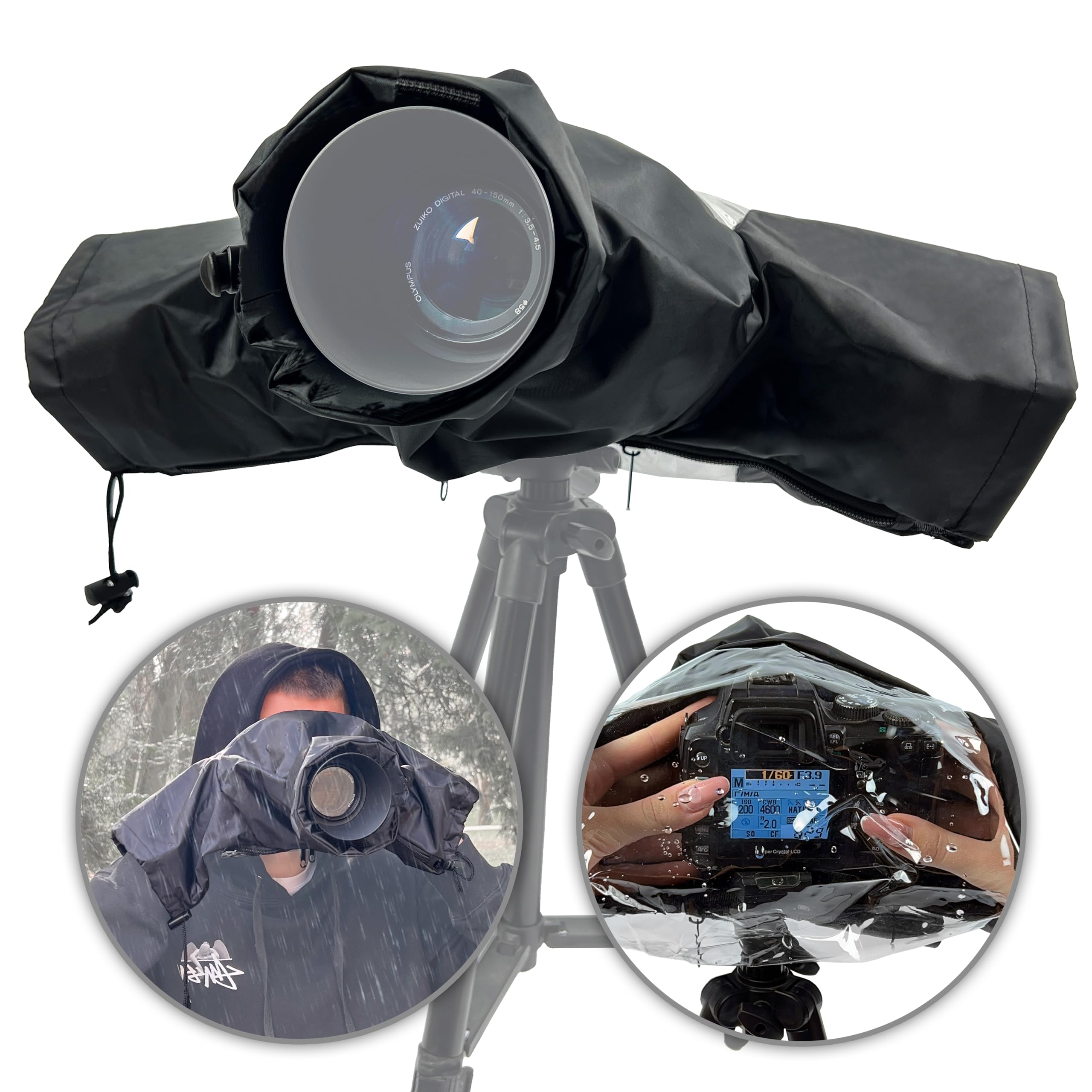 MyGadget Cover Antipioggia per Macchina Fotografica [con finestra trasparente] - Per Obiettivi fino a 18 cm ⌀ - Copertura per fotocamera reflex Nikon | Canon