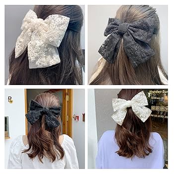 アッカ ホワイトレース バレッタ、ヘアゴムセット ヘアアクセサリー バレッタ シルバー 大きい レース ワイヤー