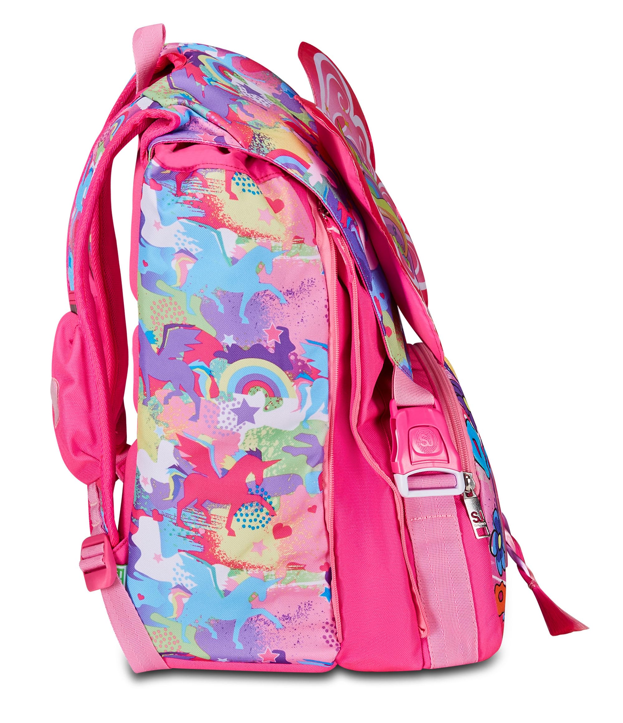 Seven SJ GANG STYLE JAM GANG Zaino Scuola Estensibile, Rosa, Unibraid, Zaino Doppio Scomparto Estensibile Tramite Zip Laterali, Tasca Porta Borraccia, Scuole Elementari e Medie, Bambina Ragazza