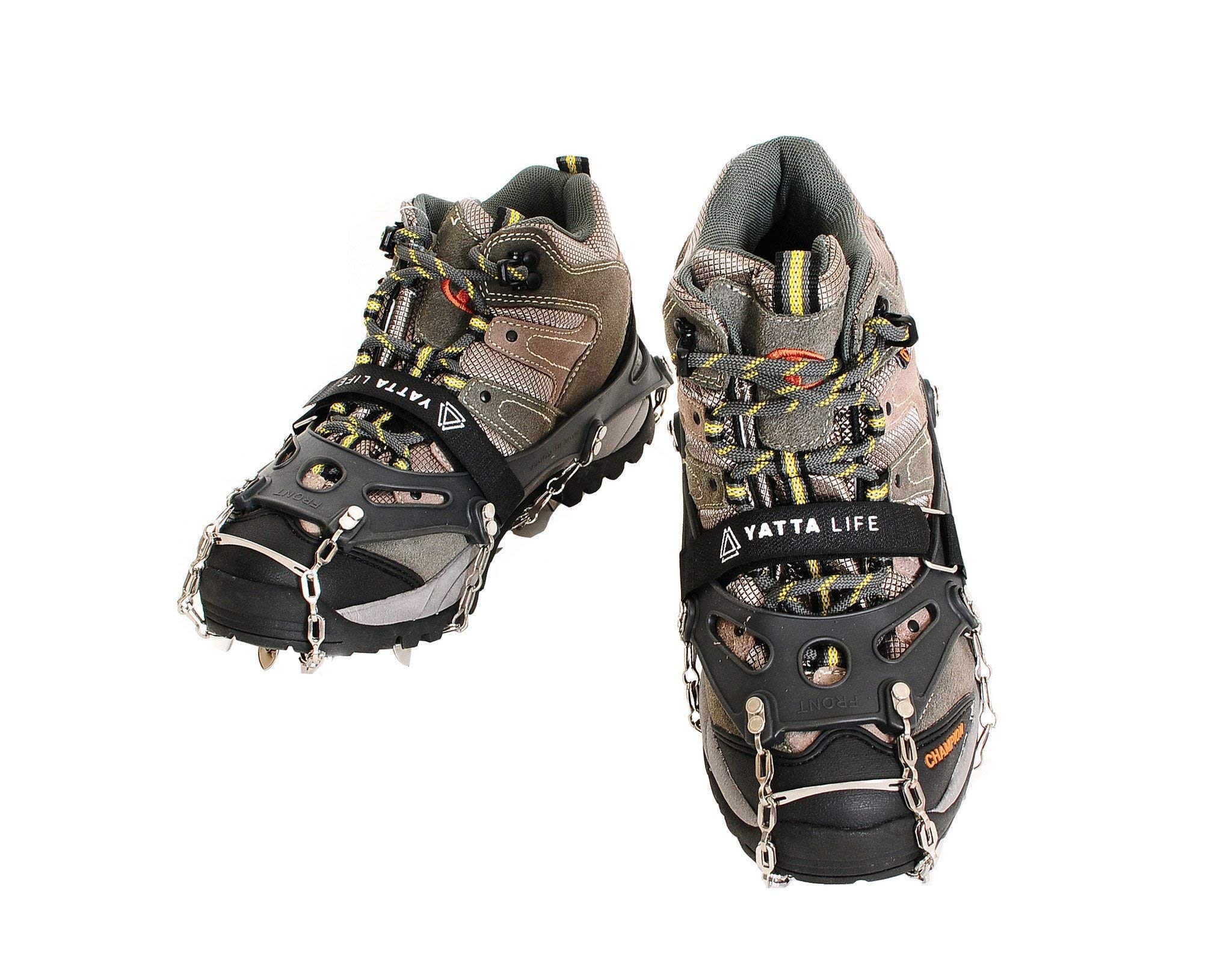 Yatta Life Heavy Duty Trail Spikes 14-Spikes Ice Grip Snow Cleats Footwear Crampons for Walking, Jogging, or Hiking on Snow and Ice