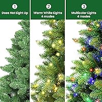 Vista 5 de SHareconn Prelit - Árbol de Navidad artificial con bisagras de 6 pies con 330 luces blancas cálidas y multicolores, puntas de ramas 1018 y soporte