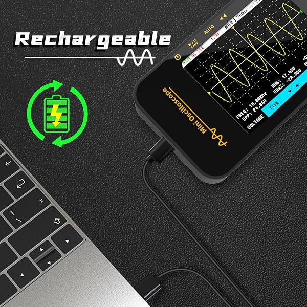 BSIDE OT3 Pocket Digital Oscilloscope Mini 10 MHz Bandwidth 48MSa/s Portable Rechargeable Oscilloscope Ultra Slim with Color LCD 3.2 Inches for Automotive Electronic Audio - 5