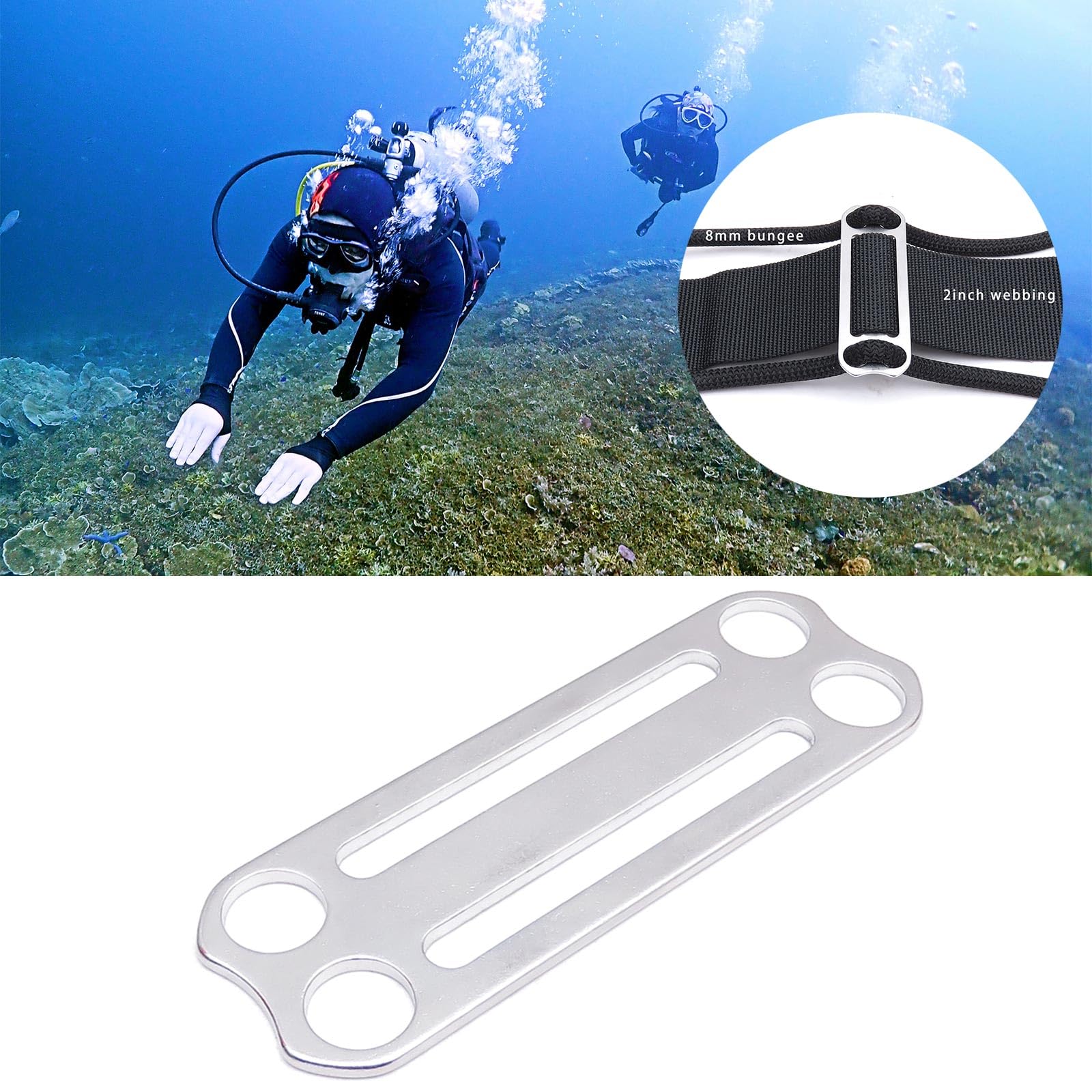 Dasdffvf Scubas Diving Weight Belts Slide Keeper Stainless Steel D-Ring Webbing Harness Belts Retainers Stoppers Freediving Parts