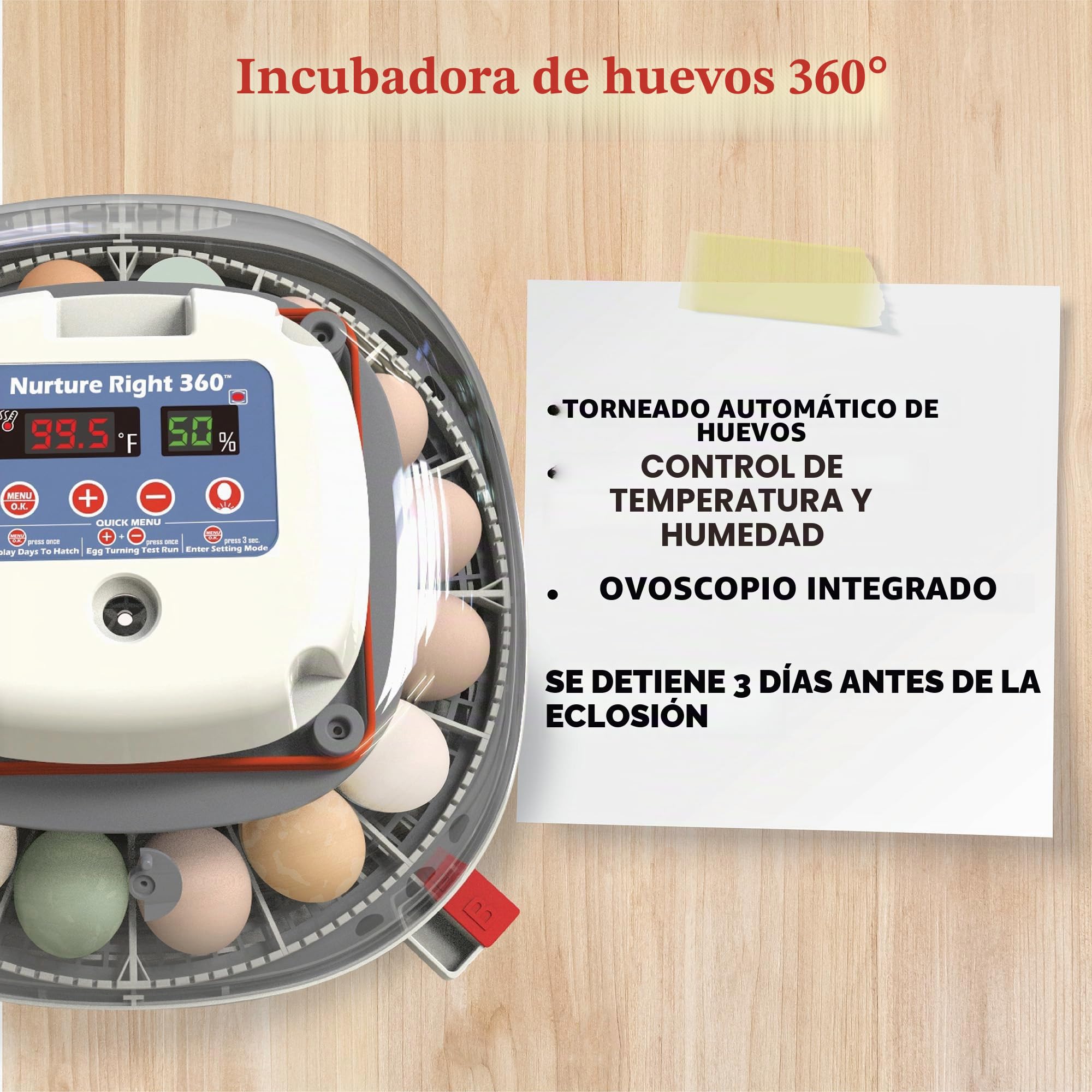 Harris Manna Pro Farms Nurture Right Incubadora | Incubadora de Huevos para incubar Pollitos | Vista de 360 Grados